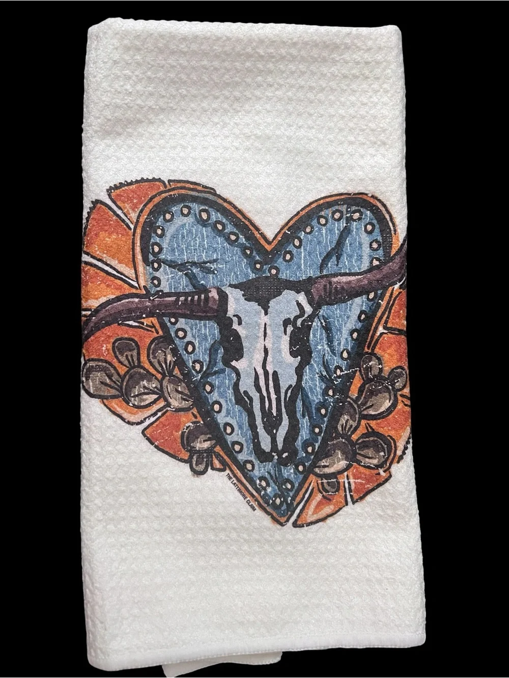 Western Kitchen Tea Towels NEW - Cow Skull - Horseshoe - Clover - Set of 4